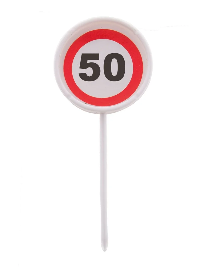 12 herbruikbare coctailprikkers verkeersbord 50 jaar
