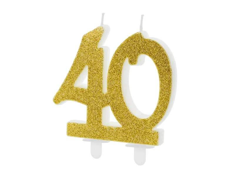 Taartkaars 40 Jaar Goud Glitter