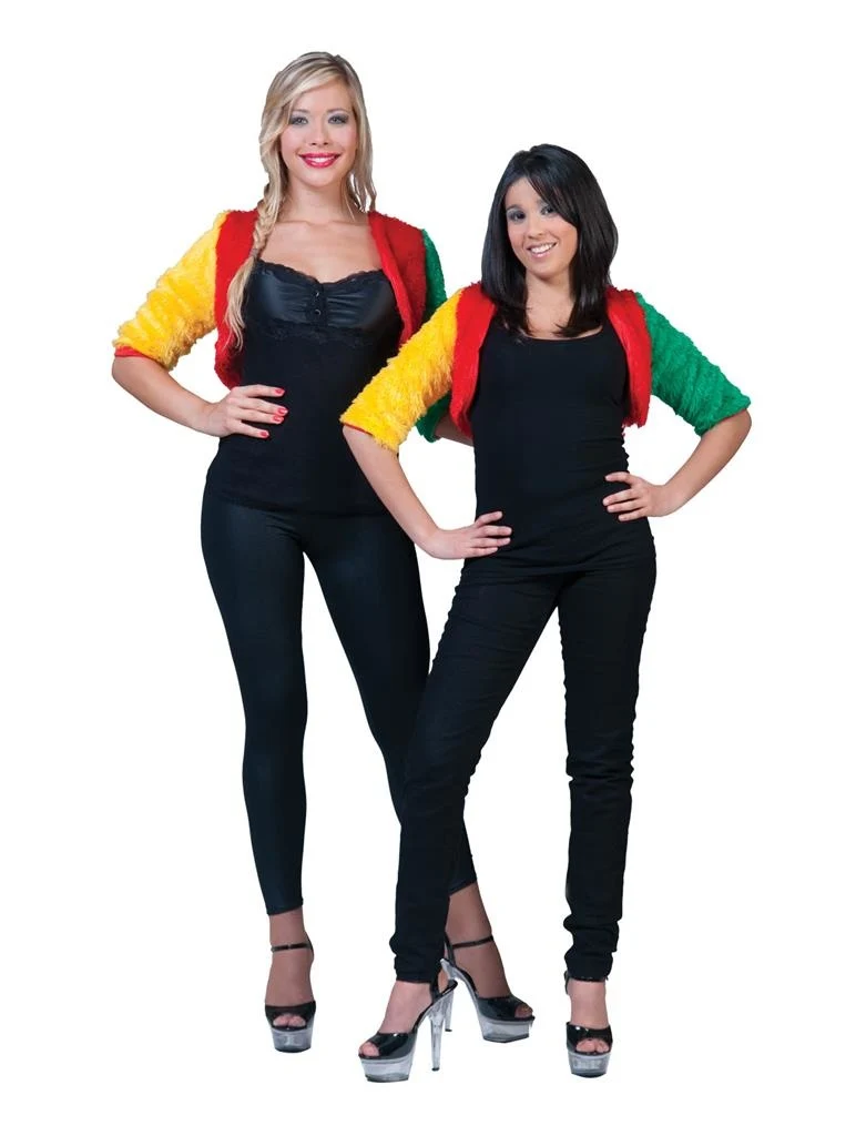 Bolero rood-geel-groen fuzzy voor dames