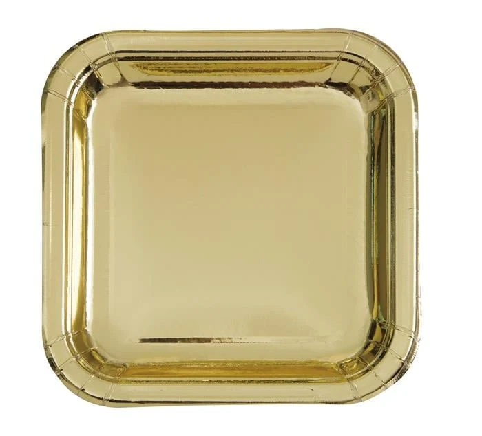 Feestbordjes Goud Vierkant - 8 Stuks