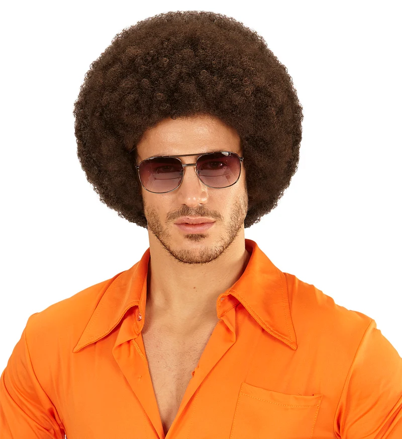 Pruik Afro bruin dame of heer