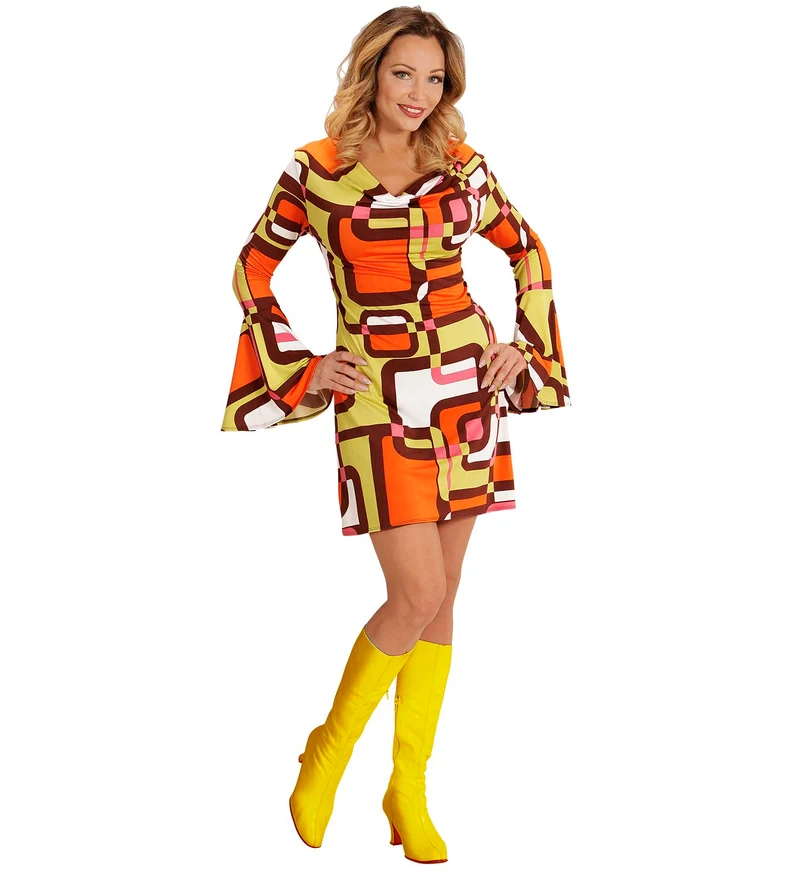 Jaren 70 jurkje groovy vlakken