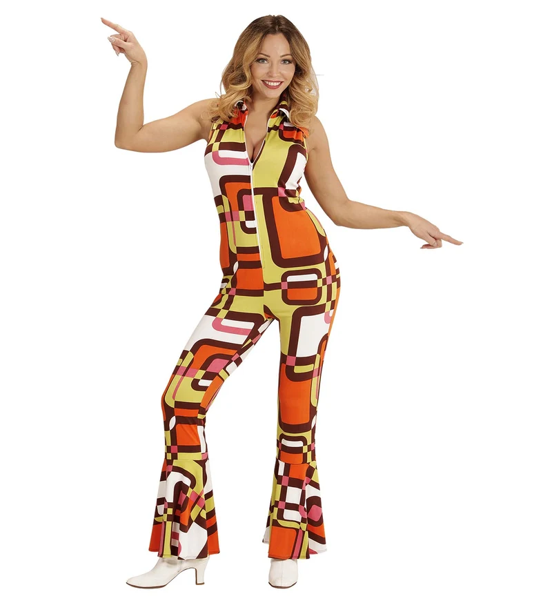 Jaren 70 jumpsuit groovy vlakken