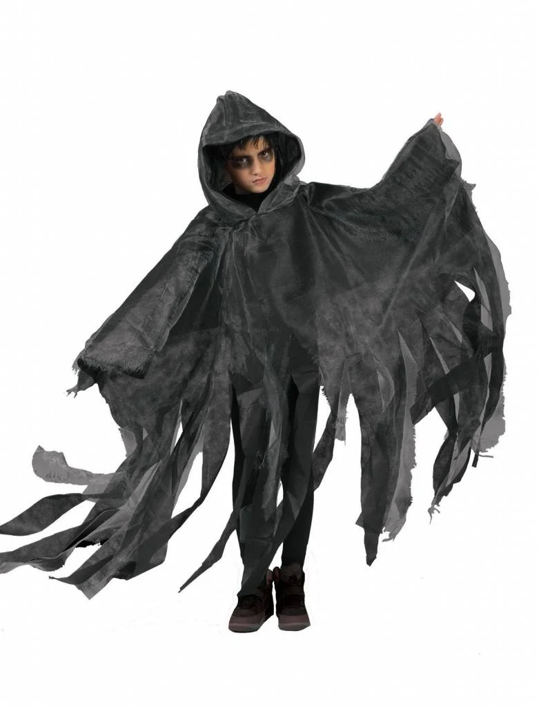 Griezelige Halloween cape kind grijs