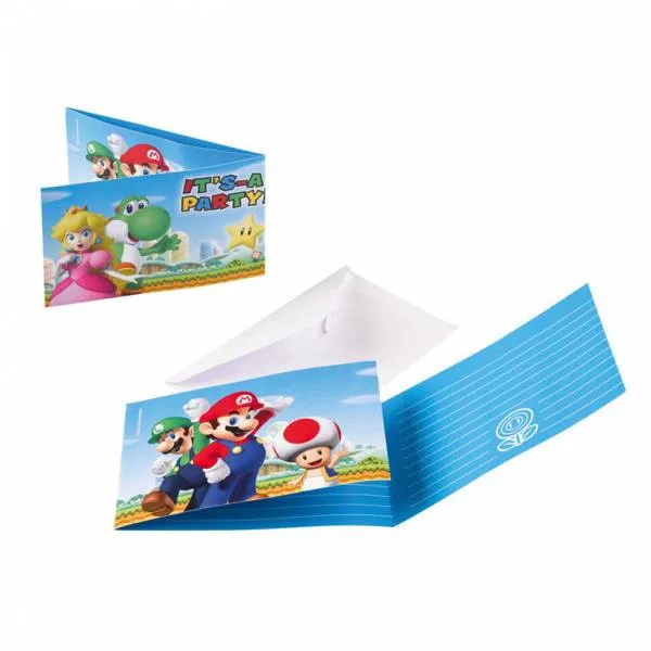 Super Mario Uitnodigingen 8 stuks