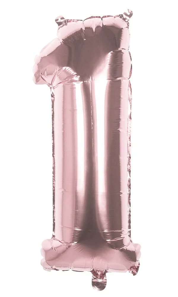 Folieballon '1' Roségoud groot