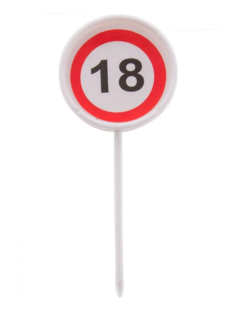 12 herbruikbare coctailprikkers verkeersbord 18 jaar