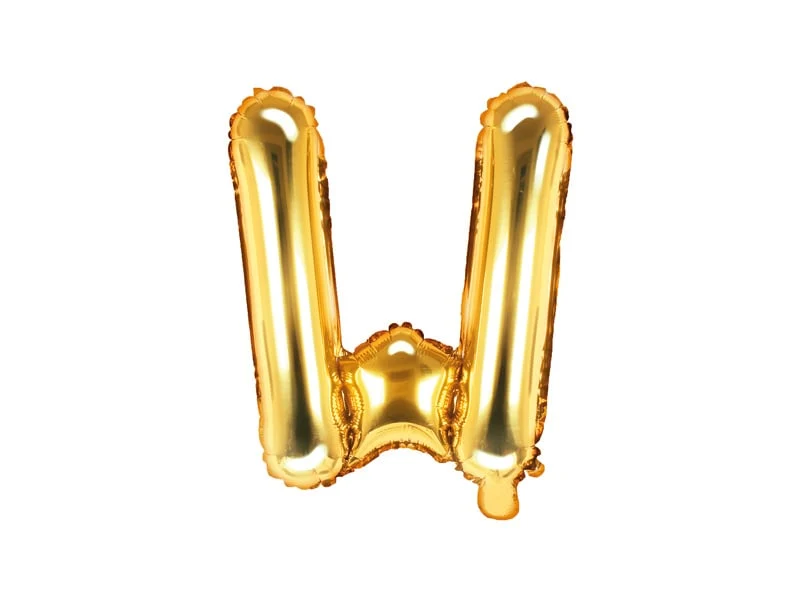 Folieballon Goud Letter 'W' - 35cm