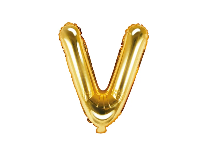 Folieballon Goud Letter 'V' - 35cm