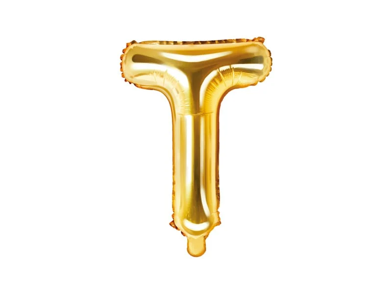 Folieballon Goud Letter 'T' - 35cm
