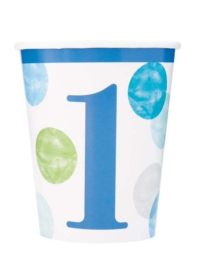 Partybekers 1 Jaar Verjaardag Stippen Blauw