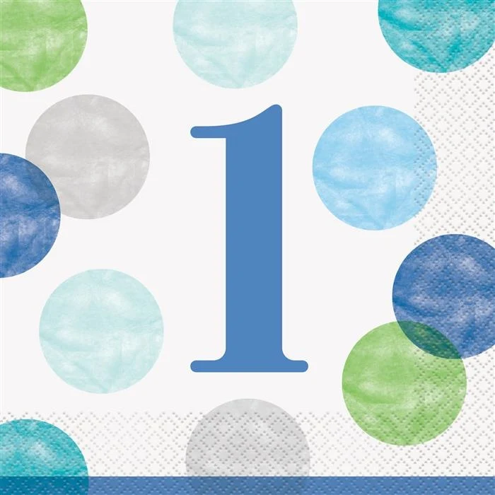 Servetten 1 Jaar Verjaardag Stippen Blauw