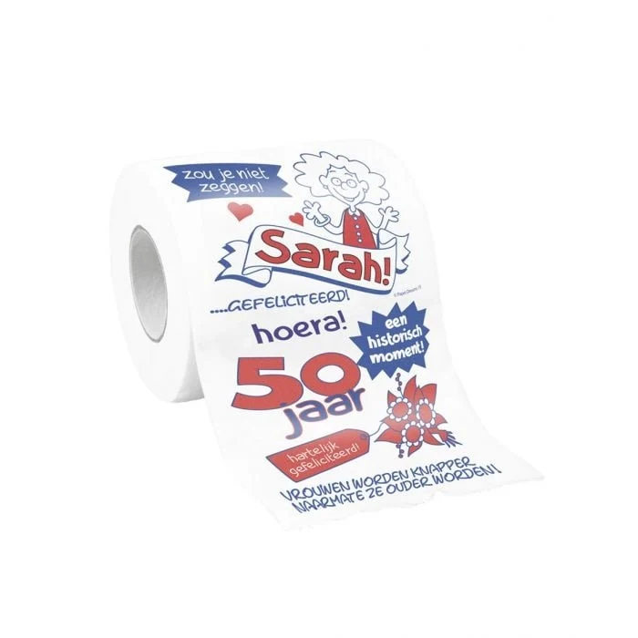 Toiletpapier Bedrukt Sarah 50 Jaar