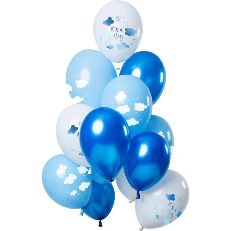 Ballonnen 'It's a Boy' Blauw Premium - 12 Stuks