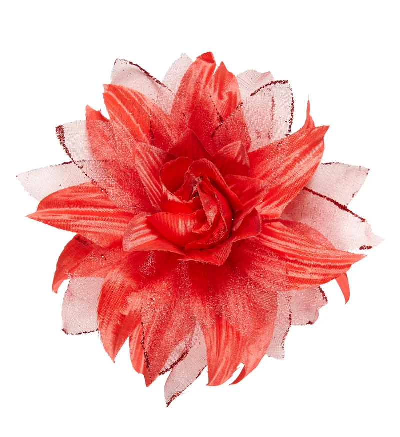 Rode bloemen haarclip met glitters