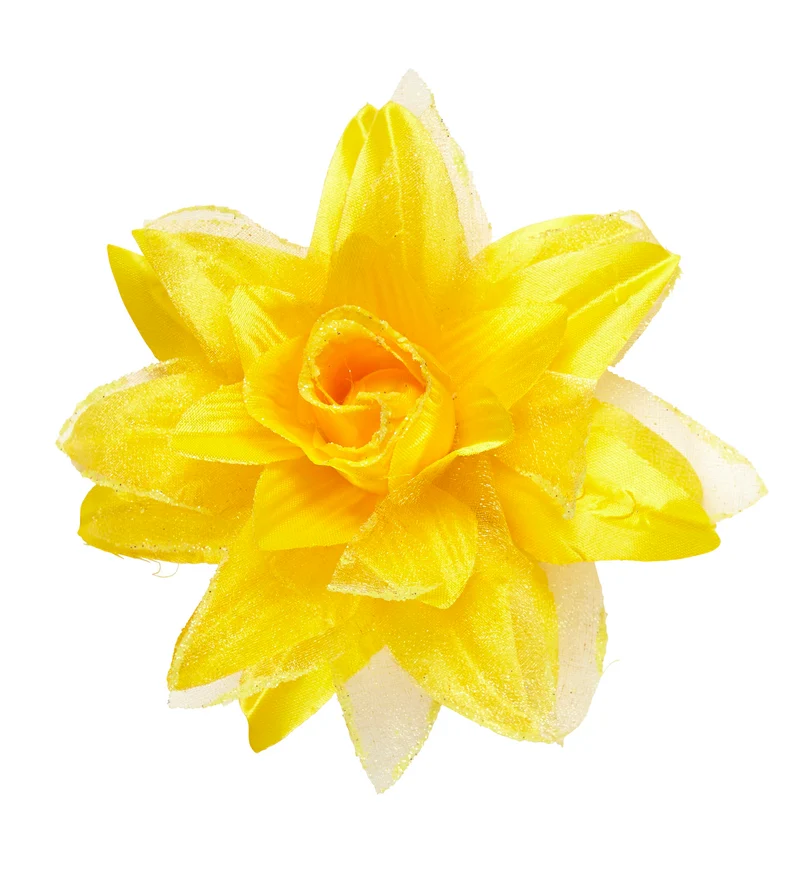 Gele bloemen haarclip met glitters