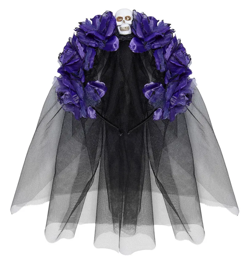 Sluier met paarse rozen voor Halloween