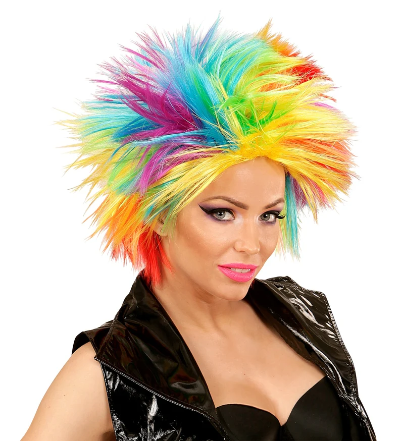 Regenboog spike pruikjes