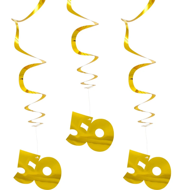 50 Jaar Hangdecoratie Goud Set - 3 Stuks