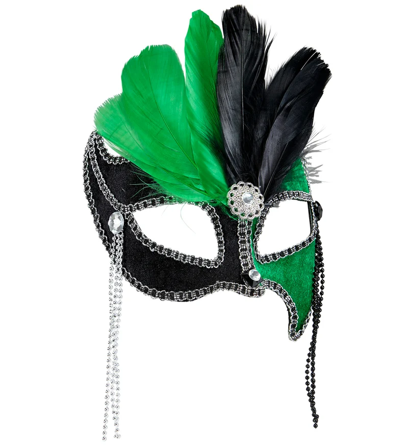Groen zwart Ball masker