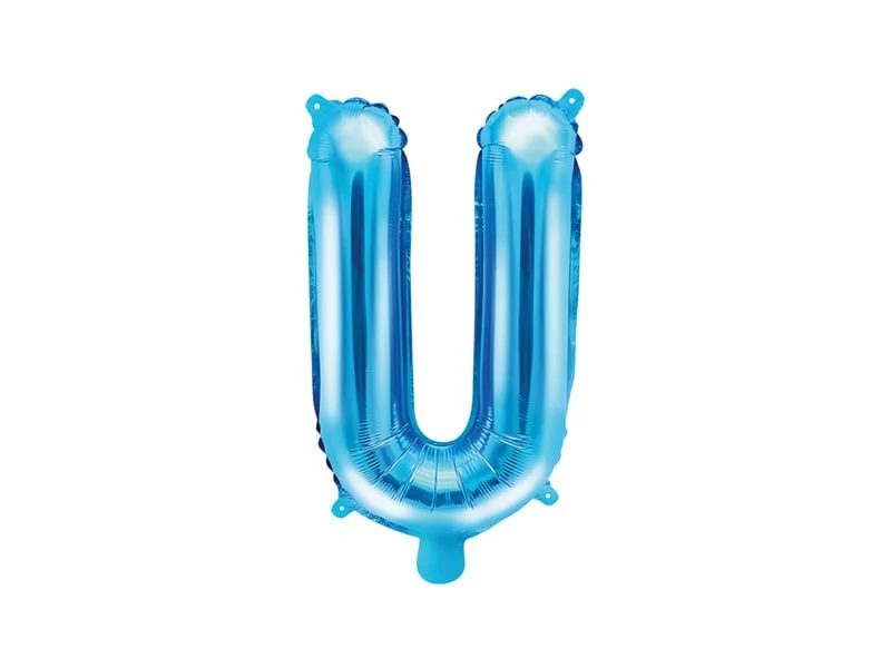 Folieballon Licht Blauw Letter 'U' - 35cm