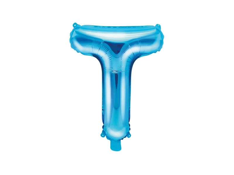 Folieballon Licht Blauw Letter 'T' - 35cm