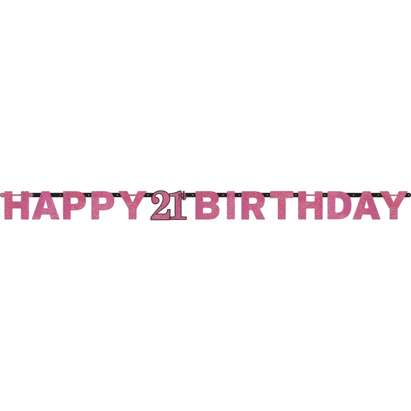 Letterbanner 21 Jaar Sparkling Roze