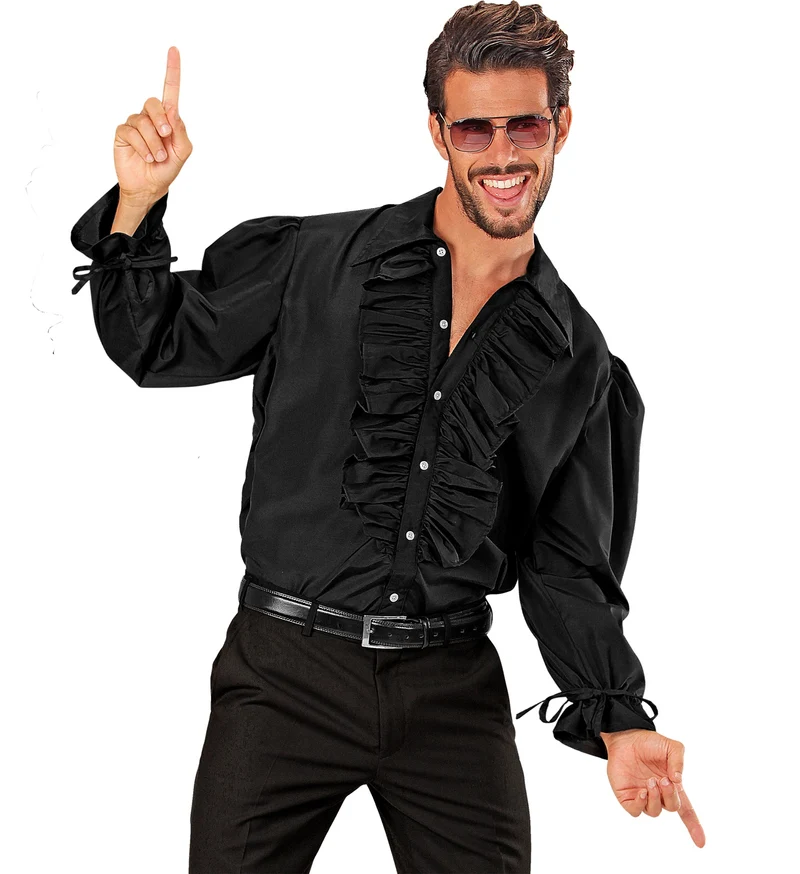 Zwarte blouse met ruches