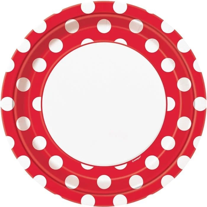 Bordjes Rood met Stippen - 8 Stuks