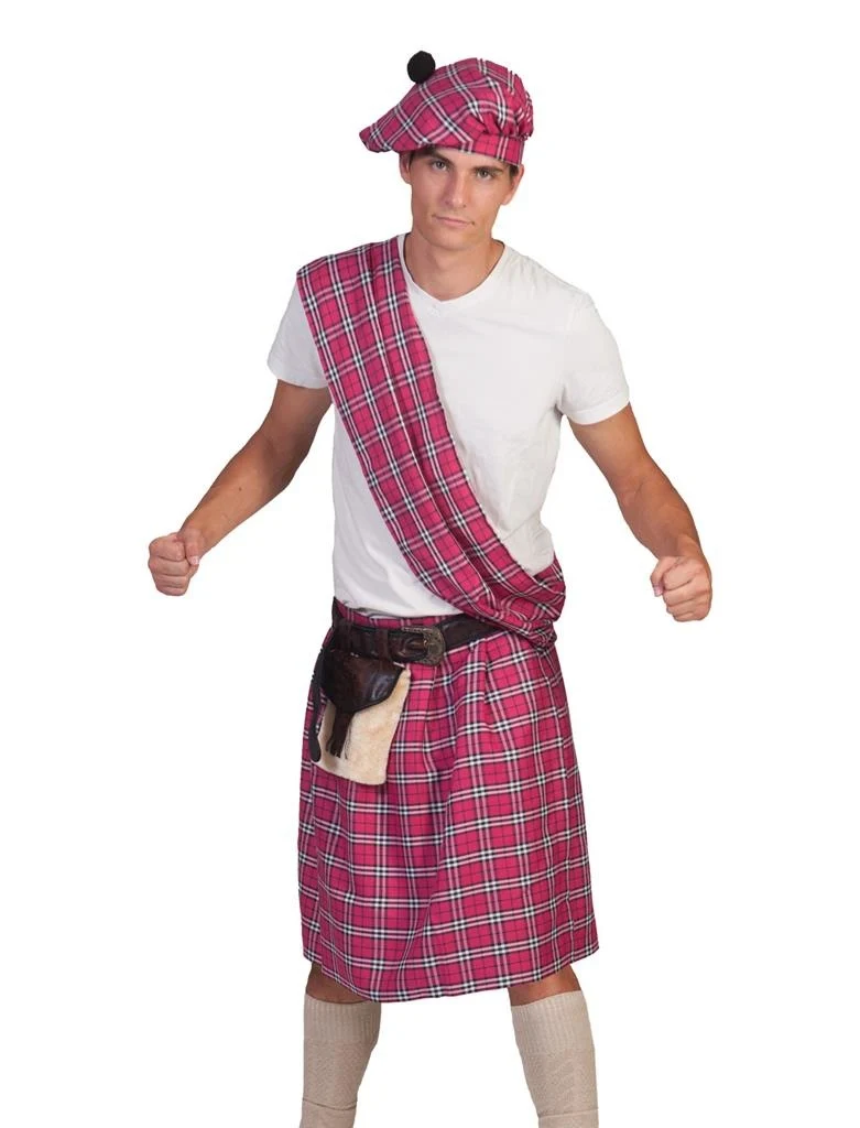 Roze Schotse kilts voor carnaval