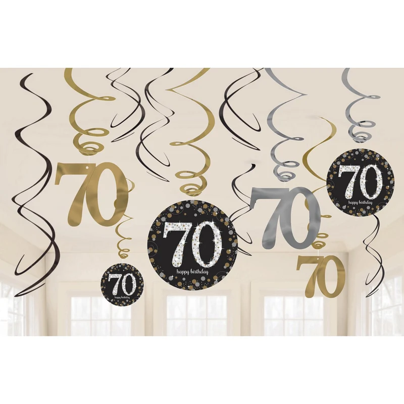 70 Jaar Hangdecoratie Swirlset Zilver/Goud