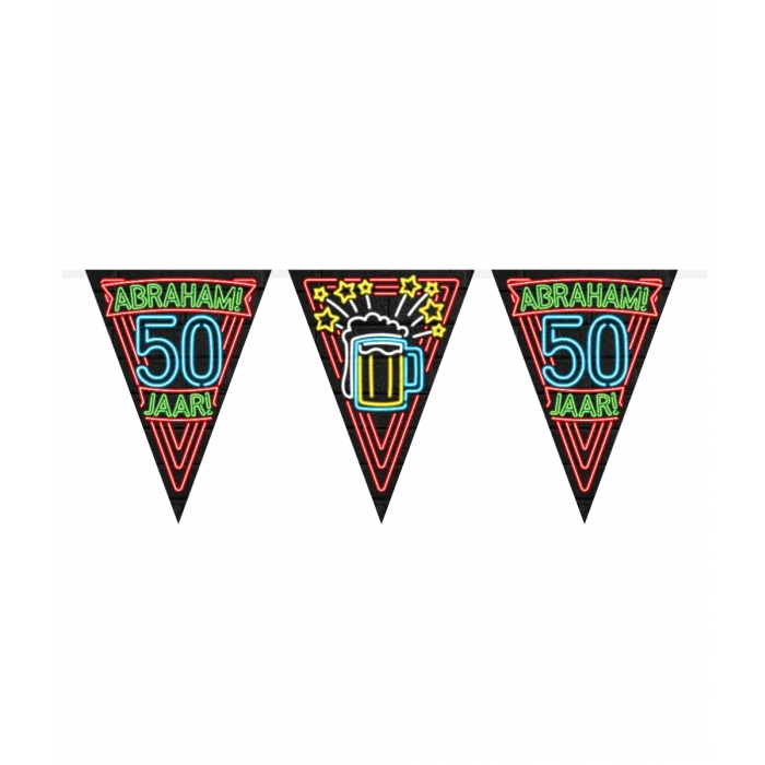 Neon Vlaggetjes Abraham 50 Jaar