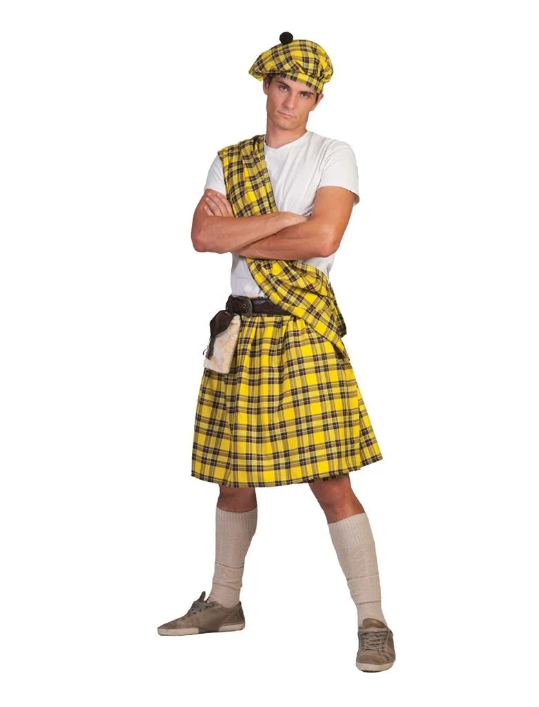 Gele Schotse kilts voor carnaval