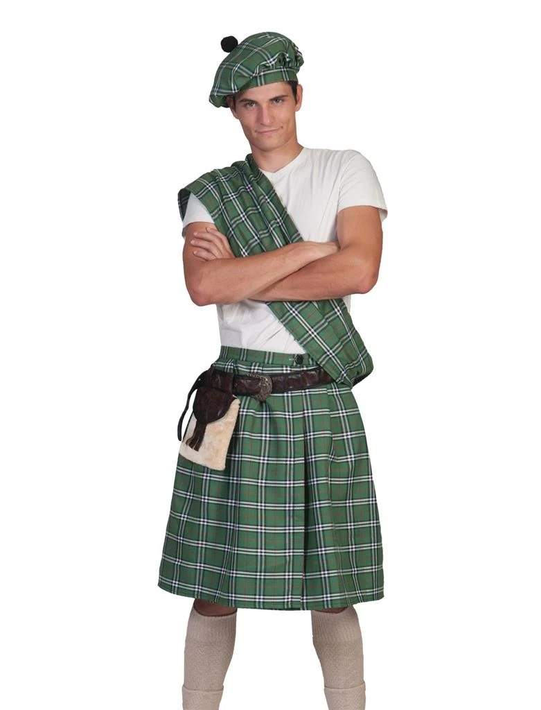 Groene Schotse rokken voor carnaval