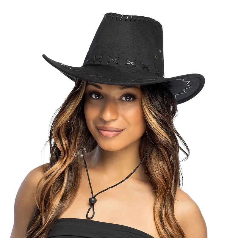 Suede cowboyhoed zwart