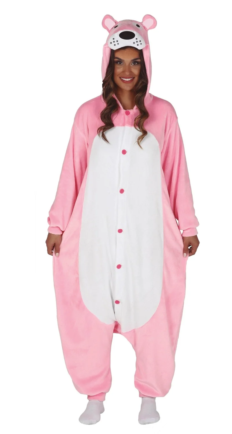 Roze Katten Onesie Volwassen