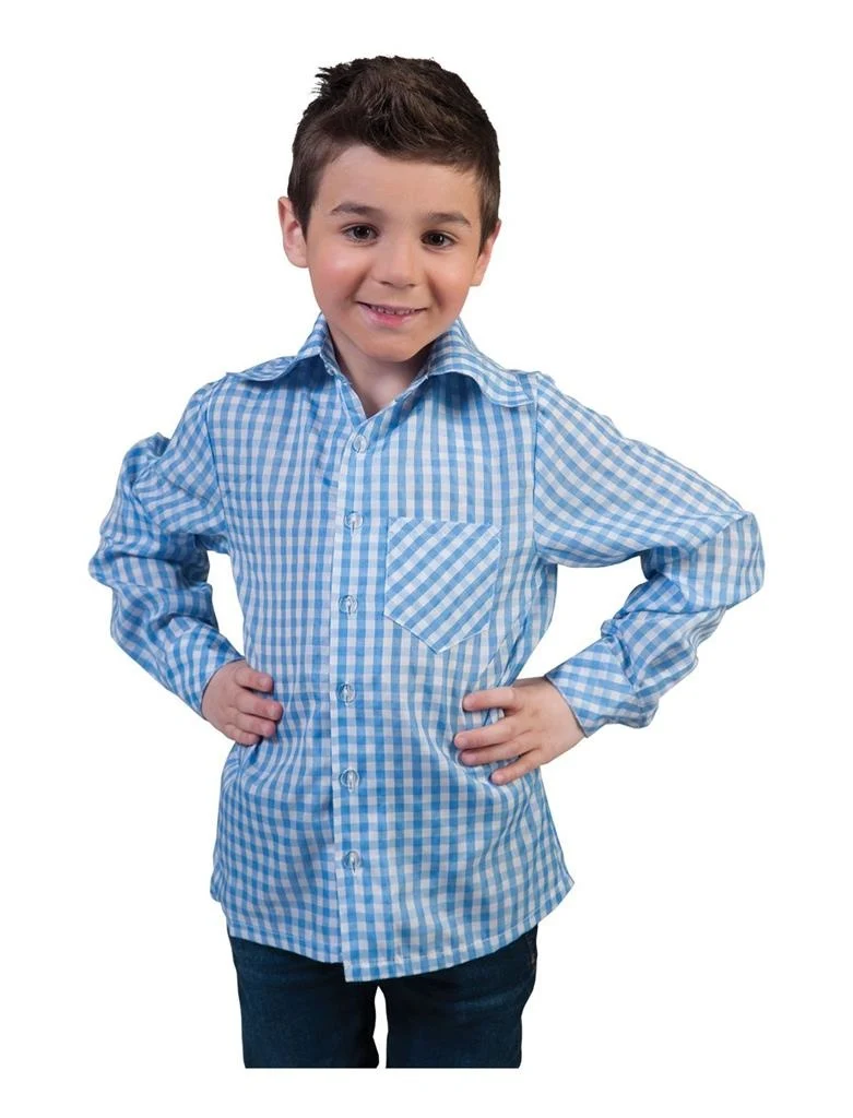 Blauw wit geruite Tiroler blousen