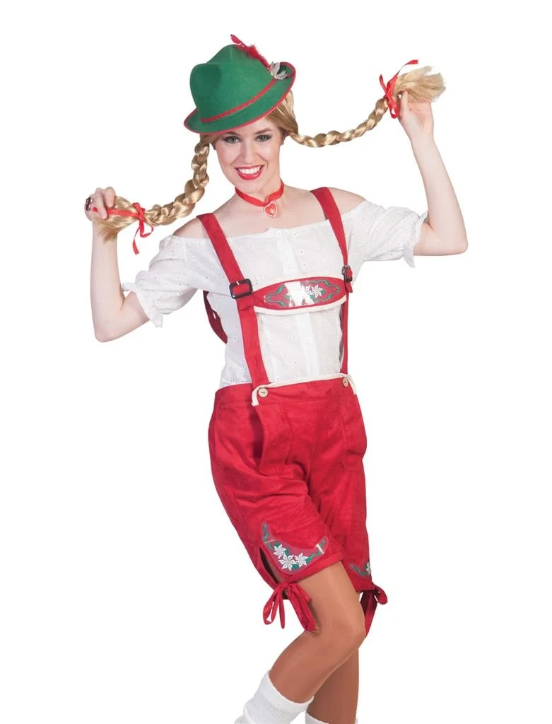 Rode lederhosen voor dames