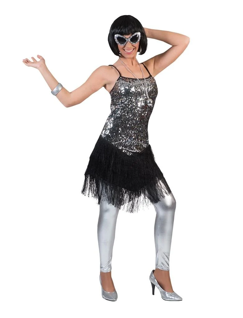 Zilveren glitter Charlestonjurkjes