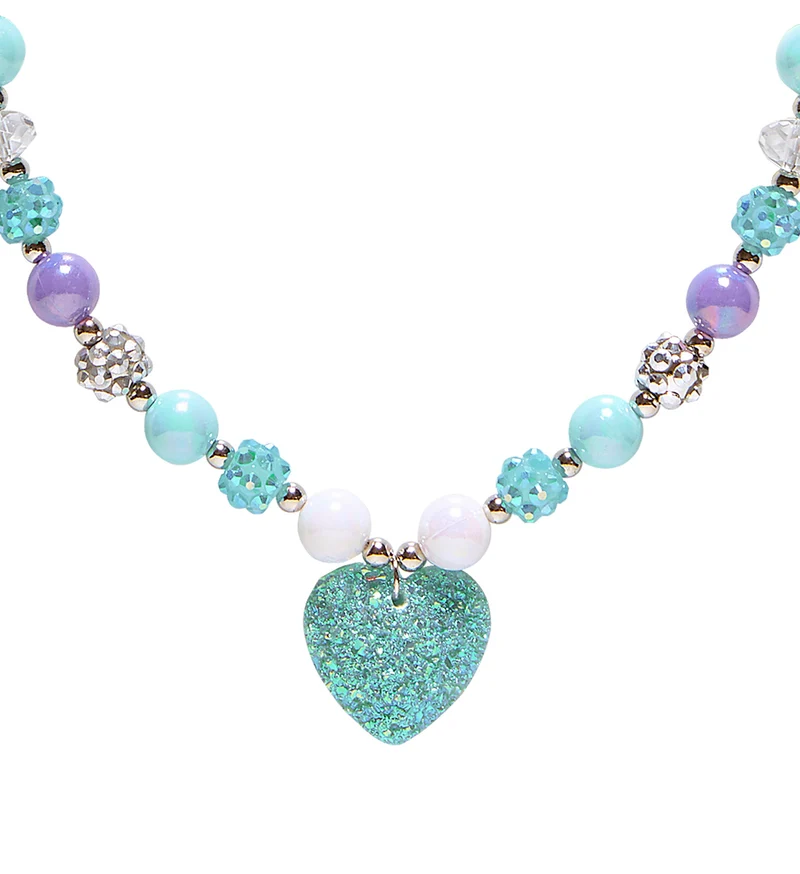 Bedelketting met hartje in azuurblauw