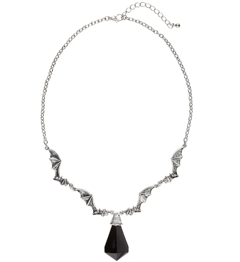 Ketting vleermuis met zwarte steen