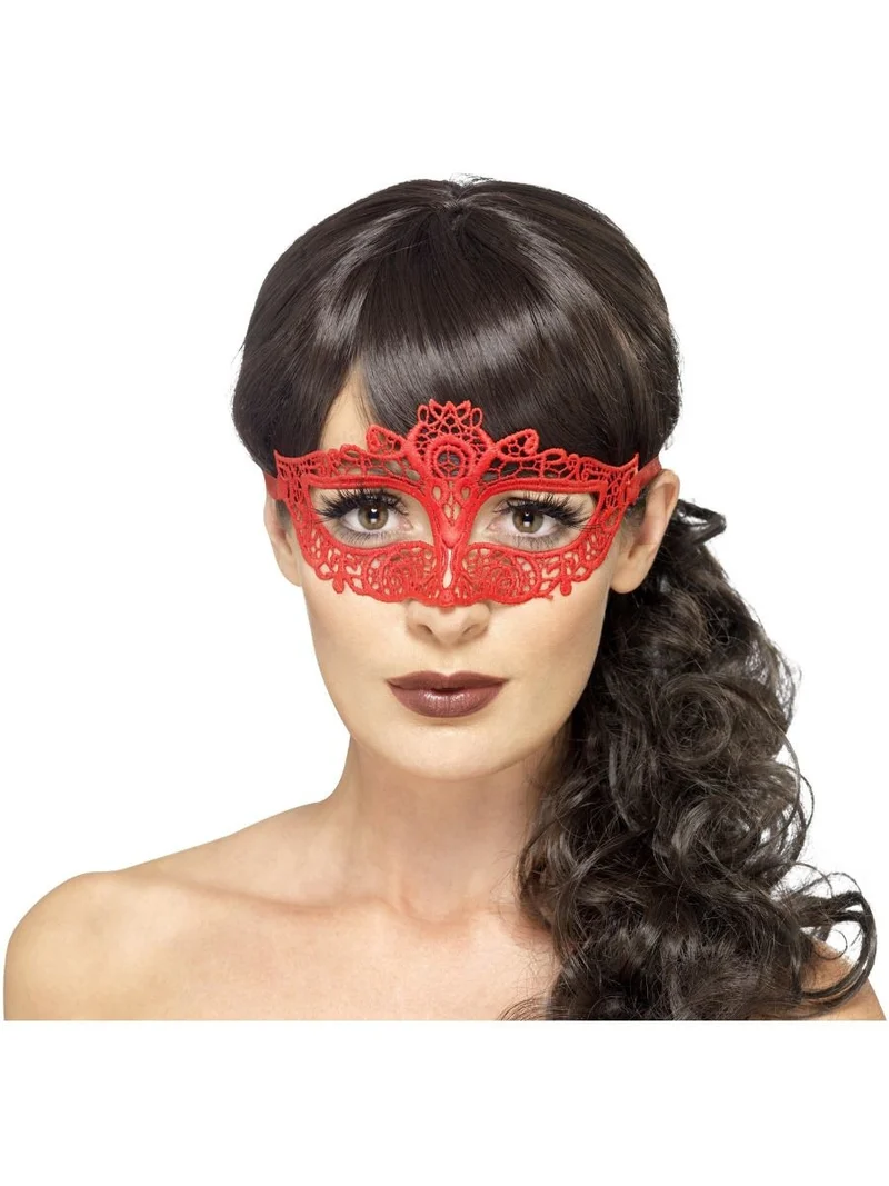 Oogmasker Rood Geborduurd Kant