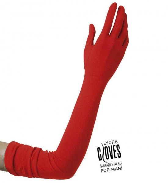 Rode Handschoenen Lycra - 60cm