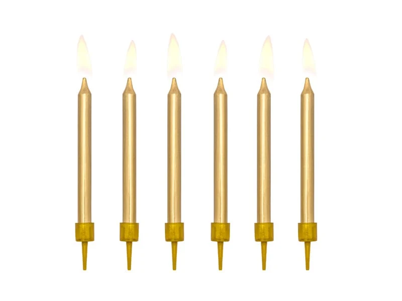 Verjaardagskaarsjes goud 6cm - 6 stuks