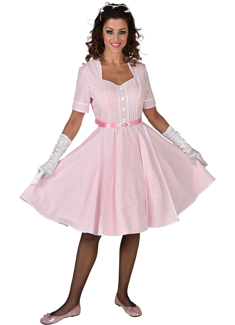 Jaren 50 Jurk Roze/Wit