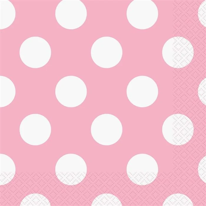 Servetten Gestippeld Roze/Wit - 16 Stuks