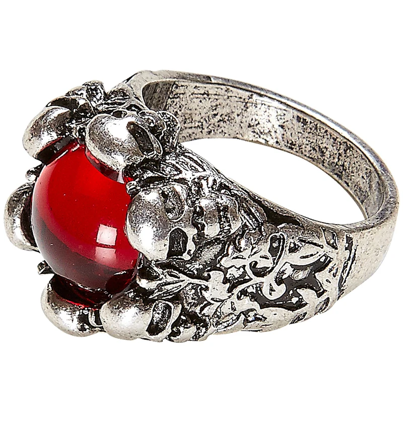 Schedelring met rode steen