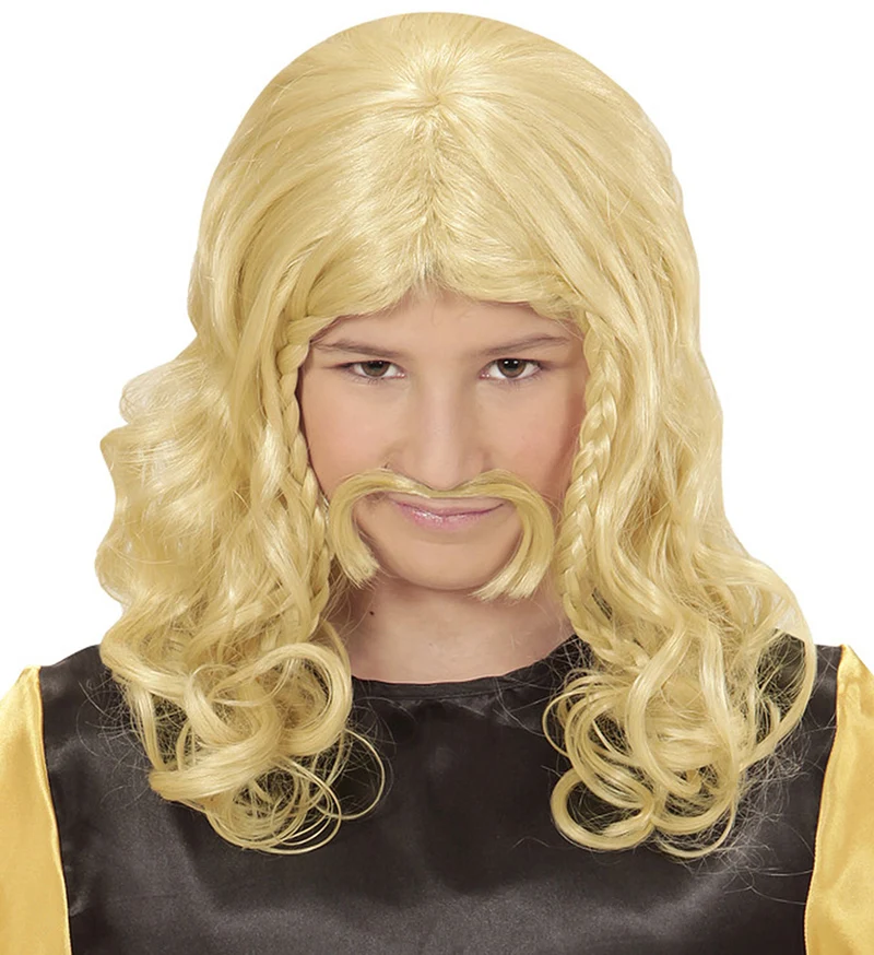 Pruik kind Romein met snor