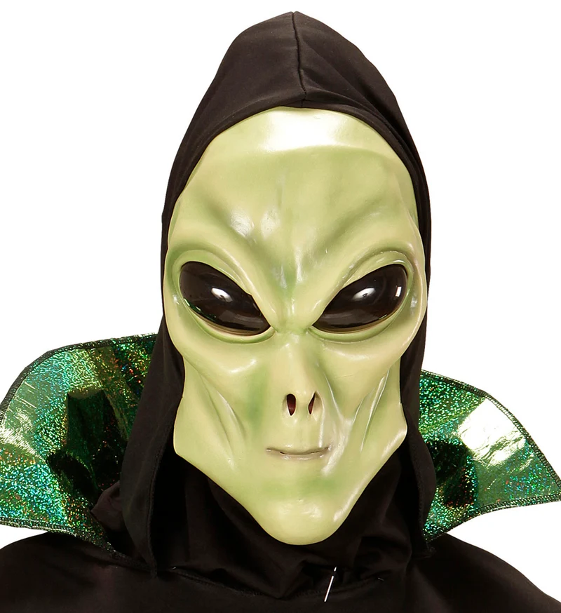 Alien Masker Met Kap En Bolle Ogen, Kind