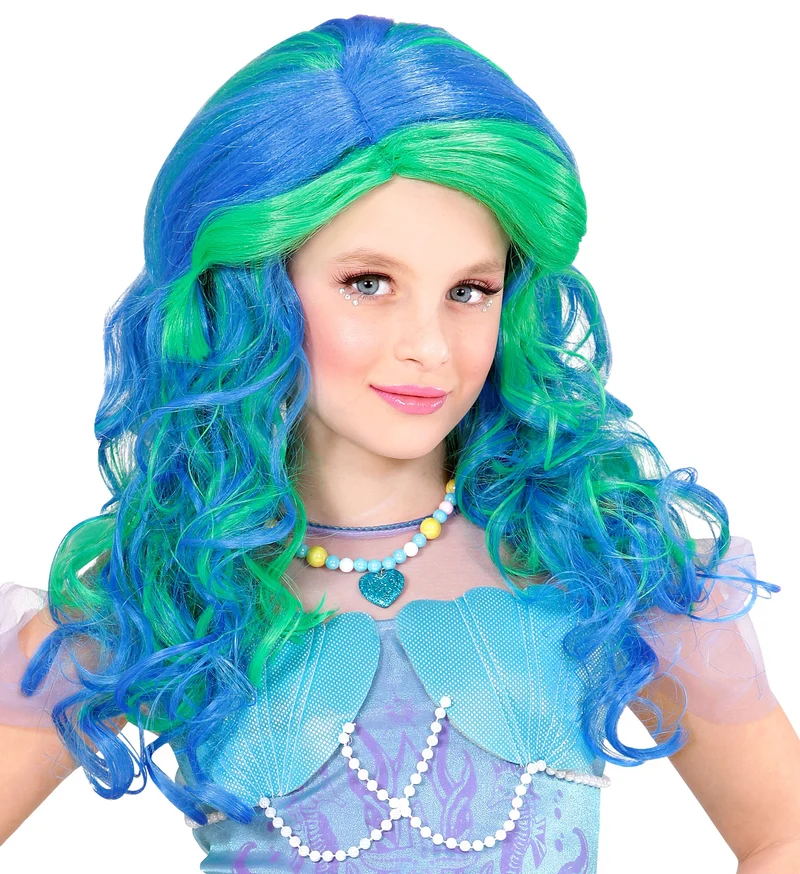 Pruik, Zeemeermin Blauw/Groen Kind